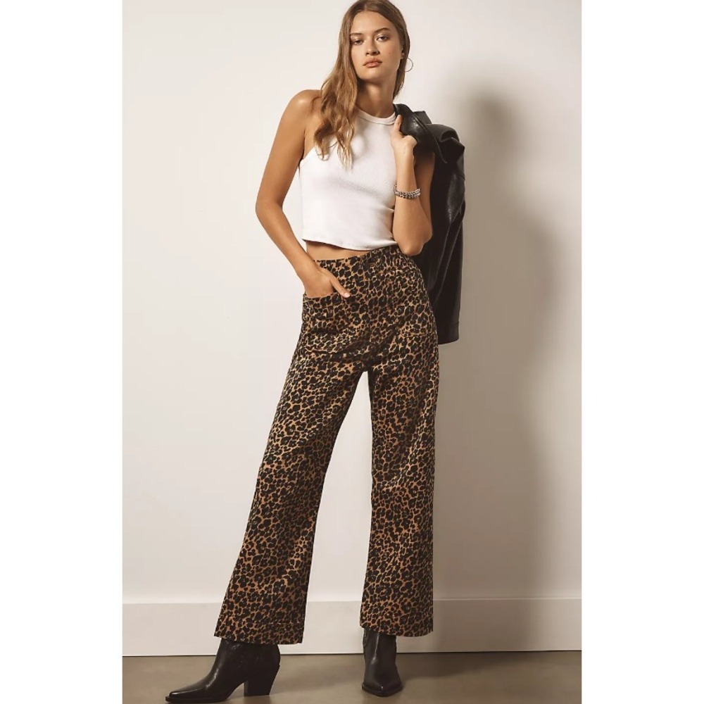 Maeve Leopard Print Ankle Pants in Brown and Black